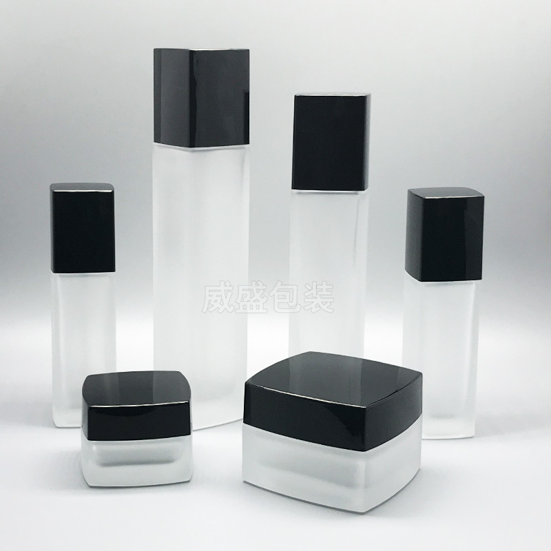 方形化妆品玻璃瓶 面霜瓶子黑色玻璃瓶现货(图3)